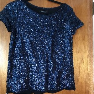 Blue sequin top